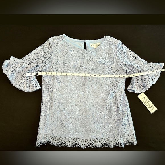 Nanette Lepore Lace Overlay Blouse - NWT Blue XS - Picture 8 of 12